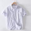 5104 Camisa Simples Oxford Fio de Algodão por Dentro e por Fora Versátil Masculina Casual Solta Manga Curta Camisa Masculina Peça Única Cabelo