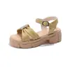 Sandalias para Niños Pequeñas, Medianas y Grandes Primavera 2025 Deportivas de Princesa Color Sólido Para Mujer En Stock Estilo Coreano Casual Cuero de Microfibra Zapatos de Playa
