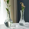 Pequeno vaso retrô francês em relevo mini vaso de vidro estilo ins flor hidropônica transparente organizar ornamentos decorativos para sala de estar