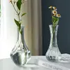 Vaso Pequeno Retrô Francês Vidro Embossado Mini Vaso Estilo Ins Transparente Hidropônico Arranjo de Flores Ornamentos Decorativos para Sala de Estar