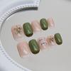 Fresh Green Pastoral Green Leaf Nail Art Patch Primavera e Verão Novo All-match Short Dressing Nail Pieces 24 Unhas Postiças