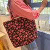 Bolsa de Lona Estilo Coreano Floral para Mulheres, Adequada para Primavera, Outono e Verão, Bolsa de Ombro Versátil de Grande Capacidade para Adolescentes e Estudantes