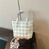 Bolsa de Mão Estilo Doce Tendência deste Ano, Bolsa Saco para Mulheres, Nova Bolsa de Ombro Color-Blocking Xadrez para o Verão 2026, Bolsa Transversal Fashion