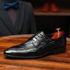 Crocodilo padrão couro genuíno sapatos masculinos estilo britânico negócios casual sapatos de couro masculino roupa formal apontado dedo do pé noiva noiva Mengke sapatos moda