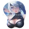 Alfombrilla de ratón 2B con diseño de belleza estereoscópico 3D, reposamuñecas de silicona, artículo periférico de anime