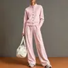 2026 moda feminina europeia e americana transfronteiriça novo conjunto de moletom cardigã de cor sólida com gola alta e calça pantalona para lojas online independentes