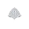 Anillo de Plata de Ley S925 Tonglin Anillo de Plata de Ley de Lujo Anillo para Mujer Nicho Francés Retro Forma de Huevo Anillo de Zirconia 1.5CT