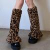 Calcetines de pelo Mao Mao a prueba de frío con estampado de leopardo, cubre pierna de media caña, calcetines de invierno cálidos y gruesos para pierna ancha, estilo y2k para chica popular