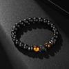 Joyería Europea y Americana Lava Piedra Volcánica Pulsera de Piedra Negra Escarchada Pulsera de Imán Negro Piedra Ojo de Tigre Pulsera de Piedra Natural