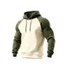 Sudadera Casual con Capucha Holgada de Raglán a Juego de Colores Retro Americana para Hombre, Engrosada y con Terciopelo