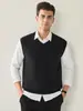 Suéter 100% Caxemira para Homens, Colete Tricotado Gola V, Peça Versátil Business Casual, Novo Suéter de Caxemira