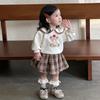 Conjunto de Dos Piezas Estilo Coreano JK para Niñas Otoño Falda y Sudadera para Bebés, Ropa de Moda Clase A Primavera y Otoño