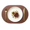Mantel individual de cuero con patrón de rombos, plato de cena estilo occidental de lujo ligero, plato para bistec de hotel, mantel ovalado, impermeable, a prueba de aceite, tapete termoaislante