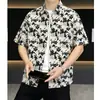Moda Verão Camisa de Manga Curta Masculina Camisa de Verão com Estampa Digital Solta Confortável Praia Bonito Top Feminino