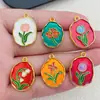 Colgante Antiguo de Esmalte Dorado con Goteo de Aceite Colgante de Flor de Tulipán Rosa Lirio Accesorios de Joyería para Pulsera Collar DIY
