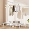 Arara de roupas vertical de chão para quarto, cabideiro multicamadas para dormitório estudantil interno com haste de secagem de roupas espessa