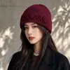 Chapéu de Tricô Dopamina Estilo Coreano Novo Feminino Outono/Inverno Versátil Afina o Rosto Quente Antifrio Grande Circunferência da Cabeça Chapéu de Lã