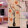 Pegatina de pared autoadhesiva jarrón ciruela Cristal acrílico sala de estar pasillo dormitorio pared de fondo de TV hogar papel tapiz autoadhesivo pegatina de pared