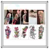 Tatuagem Adesiva Colorida de Flor de Desenho Animado Transfronteiriça Braço Costura Patchwork Menina Old School Fofa À Prova D'água Duradoura para Homens