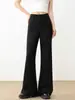 Pantalones acampanados modernos elásticos negros para mujer, nuevo estilo otoño 2026, talla petite, con caída, tacto de alta gama, pantalones de campana estilo traje