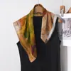 Pañuelo Cuadrado de Algodón Estilo Pintura al Óleo con Estampado de Arte Vintage, Pañuelo de Seda Decorativo Suave y Versátil, Nuevo Pañuelo de Cuello de Moda para Mujer