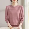 Suéter de punto con cuello redondo para otoño e invierno para mujer, top ajustado de manga larga, suéter fino, camiseta básica para mediana edad y personas mayores, camiseta holgada
