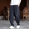 Calças casuais estilo chinês para homens, calças de Tencel, corte solto, linho fino, inspiradas no Zen, verão, estilo monge, tamanhos grandes, novo estilo chinês
