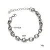 Pulsera de Cadena Gruesa Ovalada Punk Personalizada Transfronteriza Europea y Americana para Mujer, Pulsera de Acero de Titanio de Gama Alta y Versátil para Parejas