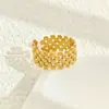 Anel de Aço Inoxidável 18k Vazado de Alto Padrão Leve de Luxo Francês Design Aberto Anel de Titânio Design de Linha de Fogos de Artifício