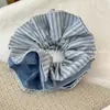 Estilo Coreano Tela de Color Sólido para Superficie Ab con Goma Elástica Rayada Azul Nueva Goma para Cola de Caballo Cuerda Versátil para el Cabello