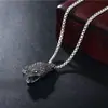 Colar retrô cabeça de cobra tendência masculina europeia e americana simples hip-hop joia de aço titânio pingente feminino não desbota corrente para suéter atacado