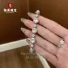 Pulsera de Cabujón de Girasol de Calcedonia Blanco Hielo con Incrustación Completa de Diamantes Plateados en Cobre y Ágata, Nueva Pulsera Exquisita de Lujo Ligero Estilo Chino