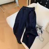 Pantalones de Mezclilla de Pierna Ancha con Estampado de Corazones de Gama Alta para Mujer Otoño 2025 Nuevos de Cintura Alta Sueltos y Cómodos Casuales Rectos