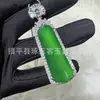 Colgante de Calcedonia Verde Hielo Incrustada Plateado al Por Mayor, Colgante de Ágata Verde Brillante, Colgante de Collar de Jade