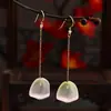Brincos Longos de Pétalas Esmaltadas Estilo Antigo Novo Estilo Chinês Brinco de Franja Elegante Emagrecimento Versátil Acessórios Hanfu