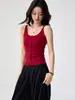 # Hilo de Seda Ecocos de 260g # Camisola para Mujer con Diseño de Botones de una Sola Fila, Corte Ajustado, Versátil para Usar en Capas o Sola, Top sin Mangas.