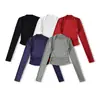 Top de Moda para Chica Caliente con Cuello Cuadrado y Cintura Ajustada para Mujer, Estilo Francés, Slim, Sexy, Color Sólido, Estilo Puro Deseo, Camiseta de Manga Larga