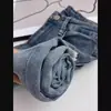 Pantalones de Mezclilla Micro Oscuros para Mujer de Cintura Alta Verano Finos 2024 Nueva Llegada Pequeños de Nueve Puntos Sueltos de Moda de Campana