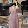 Nuevo Vestido Largo Elegante Holgado Adelgazante de Verano 2026, Nuevo Estilo Chino, Vestido con Bordado Pesado de Cuello en V para Mujer