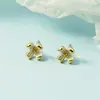 Pendientes de Diseño Nicho Flor de Peral Estilo Francés, Delicados y Compactos, Pendientes de Plata con Aguja de Margarita Transparente para Mujer, Versátiles Vintage Amigables con las Orejas