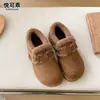 Zapatos Birkenstock de Cuero Genuino Más Terciopelo Cobertura Total para Mujer 2026 Nuevo Estilo Invierno Suela Gruesa Zapatos de Algodón con Piel Mocasines Botas de Nieve