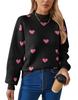 Otoño e Invierno Europeo y Americano Día de San Valentín Suéteres Nuevos para Mujer Transfronterizo Amazon Moda Jacquard de Corazón Cuello Redondo Jersey