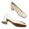 5881-10B Sapatilhas Bico Quadrado Salto Grosso Sapatilhas Salto Médio Para o Ano Todo Sapatos Femininos 2024 Novo Couro Verniz Elegante 4,5cm