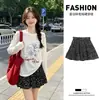 Saia Preta Estilo Coreano para Mulheres, Saia Bolo de Verão de Cintura Alta em Linha A, Saia Curta Floral Muito Bonita