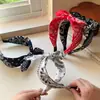Diadema Retro Flor Paisley Coreana y Japonesa Diadema Ancha Orejas de Conejo Elegante para Mujer Pasador Accesorio para el Cabello Pinza para el Cabello