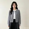 Cárdigan de punto retro con forma de corazón pequeño y botón dorado, estilo coreano y japonés, para mujer, chaqueta elegante de otoño e invierno, top casual para superponer