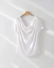 Ropa para Mujer Estilo Coreano 2026 Primavera/Verano Tencel Lana Cuello Asimétrico Manga Corta Adelgazante Ligera 5A Antibacteriana