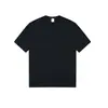 Camiseta de Manga Corta Nueva Holgada de Color Sólido con Bolsillo y Cuello Redondo Acanalado Reforzado de Algodón de Fibra Larga Estilo Japonés Cepillado de Fibra de Carbono para Hombre