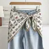 Pañuelo Triangular Cabeza Árbol de Coco Verde Francés para Mujer Estilo Pastoral Primavera Otoño Cubre Trasero Cinturón de Cintura Adorno para la Cabeza Protección Solar Bufanda de Seda Chal