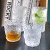 Vaso de Vidrio con Patrón de Glaciar con Tapa y Asa de Cuchara Vaso de Agua para Mujeres Verano Hogar Sensación de Alta Gama Taza de Té Taza de Café Taza Estilo ins